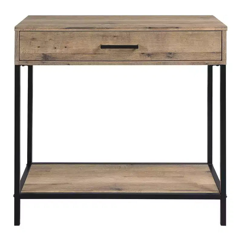 Table de Foyer Quinton 30 po Chêne de Récupération - OSP Home Furnishings : Cadre en acier, Tiroir, Étagère inférieure