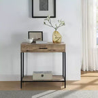 Table de Foyer Quinton 30 po Chêne de Récupération - OSP Home Furnishings : Cadre en acier, Tiroir, Étagère inférieure
