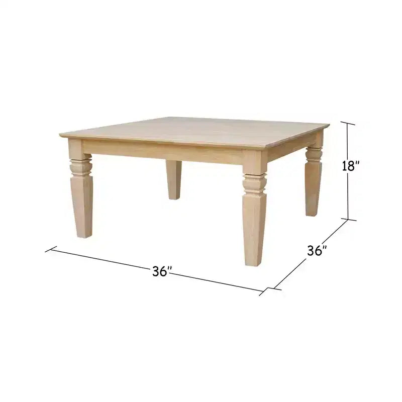 Table basse carrée Java Bois/Tannin - International Concepts : Bois dur non fini, style ferme, 45,7 cm de haut