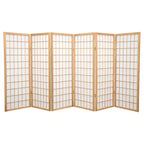 4 ft. Tall Window Pane Shoji Screen - Natural (6 Panels): Hardwood Frame, No Assembly Required