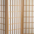 Paravent Shoji avec vitre de 1,2 m de haut - Naturel (6 panneaux) : Cadre en bois dur, aucun assemblage requis