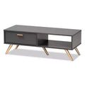 Kelson Wood Coffee Table Dark Gray/Gold - Baxton Studio