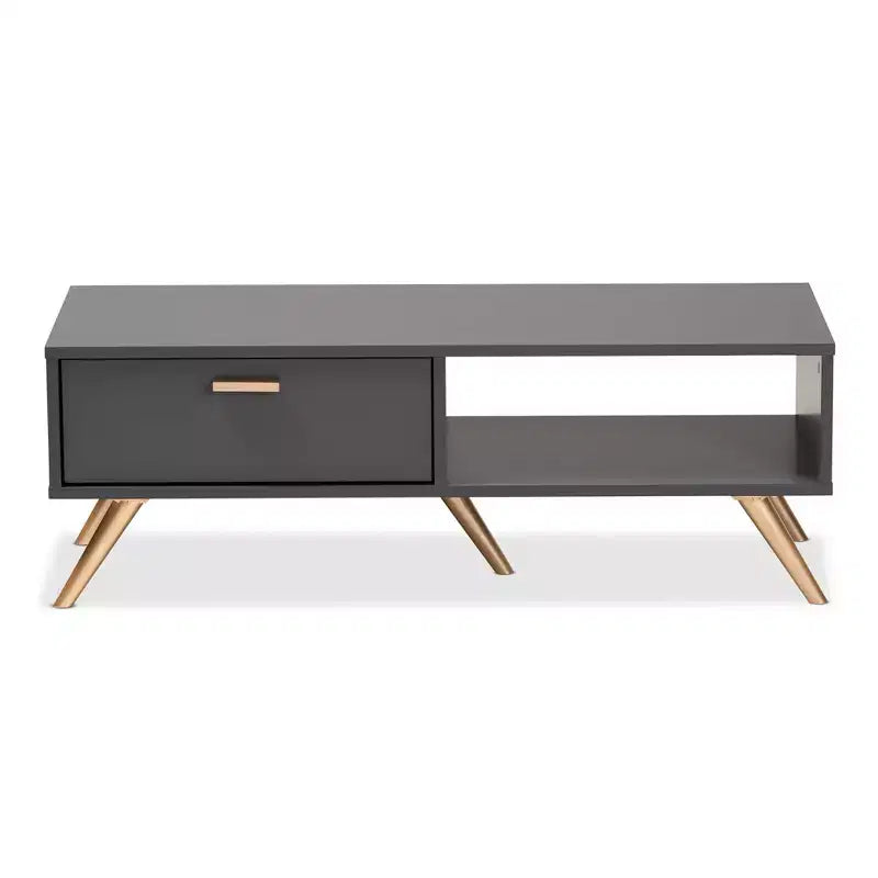 Table basse Kelson Wood Gris Foncé/Doré - Baxton Studio