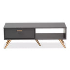 Table basse Kelson Wood Gris Foncé/Doré - Baxton Studio