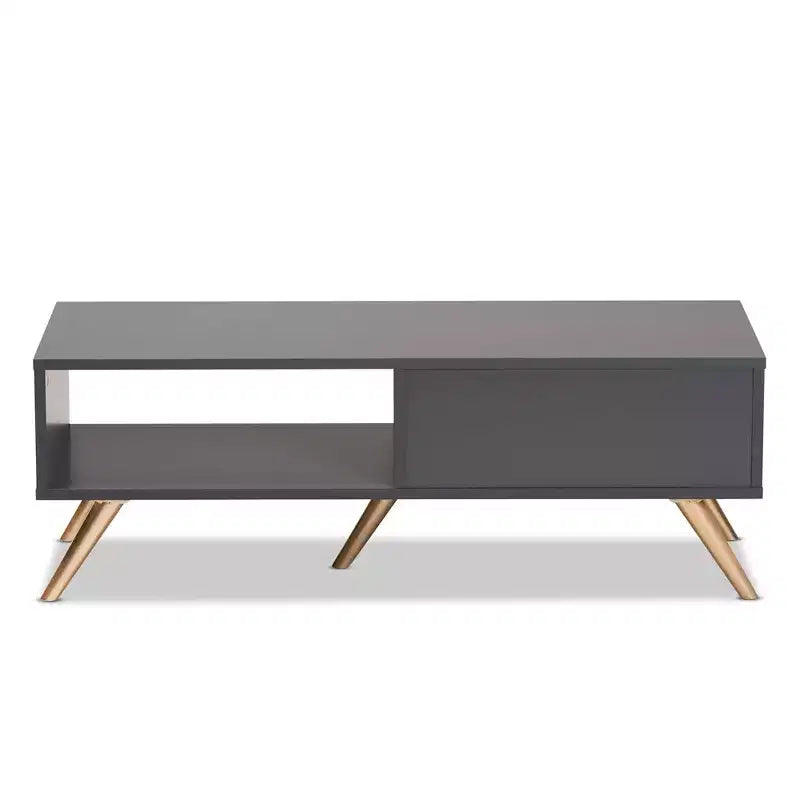 Table basse Kelson Wood Gris Foncé/Doré - Baxton Studio