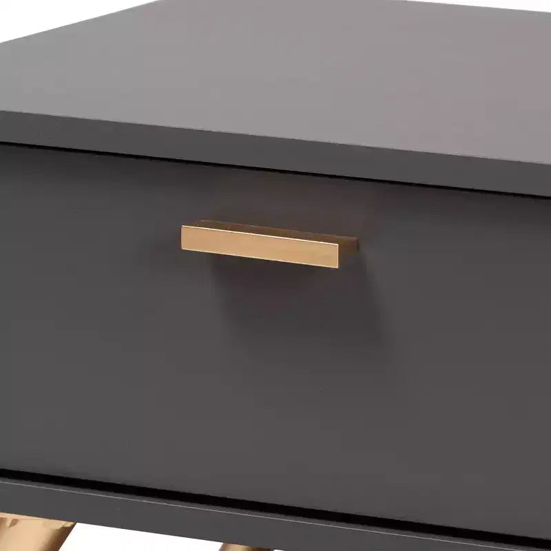 Table basse Kelson Wood Gris Foncé/Doré - Baxton Studio