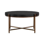 Table Basse Ronde Sylvie Chêne/Métal Noir - Armen Living