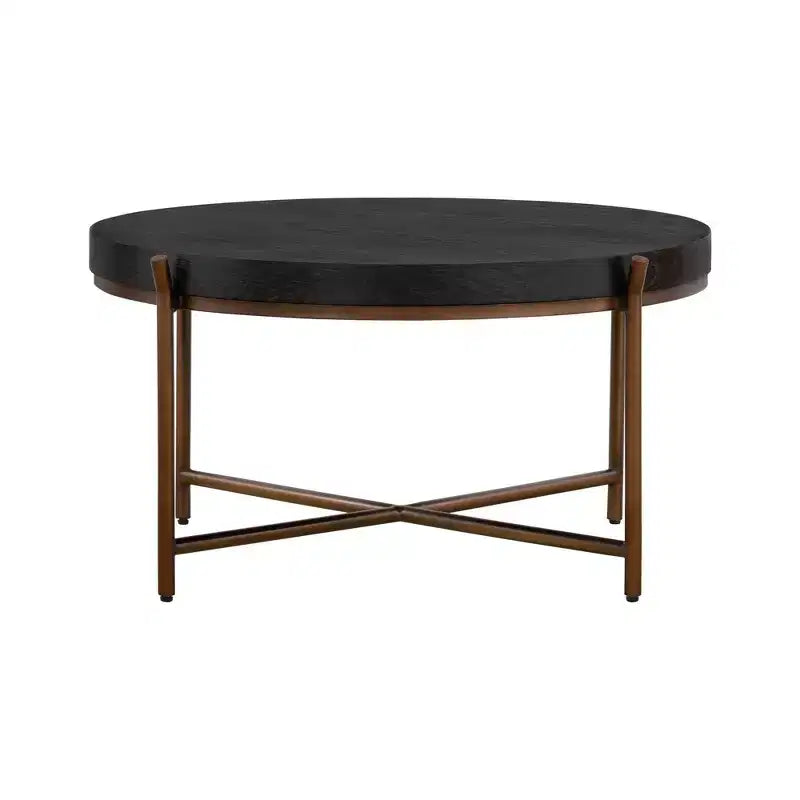 Table Basse Ronde Sylvie Chêne/Métal Noir - Armen Living