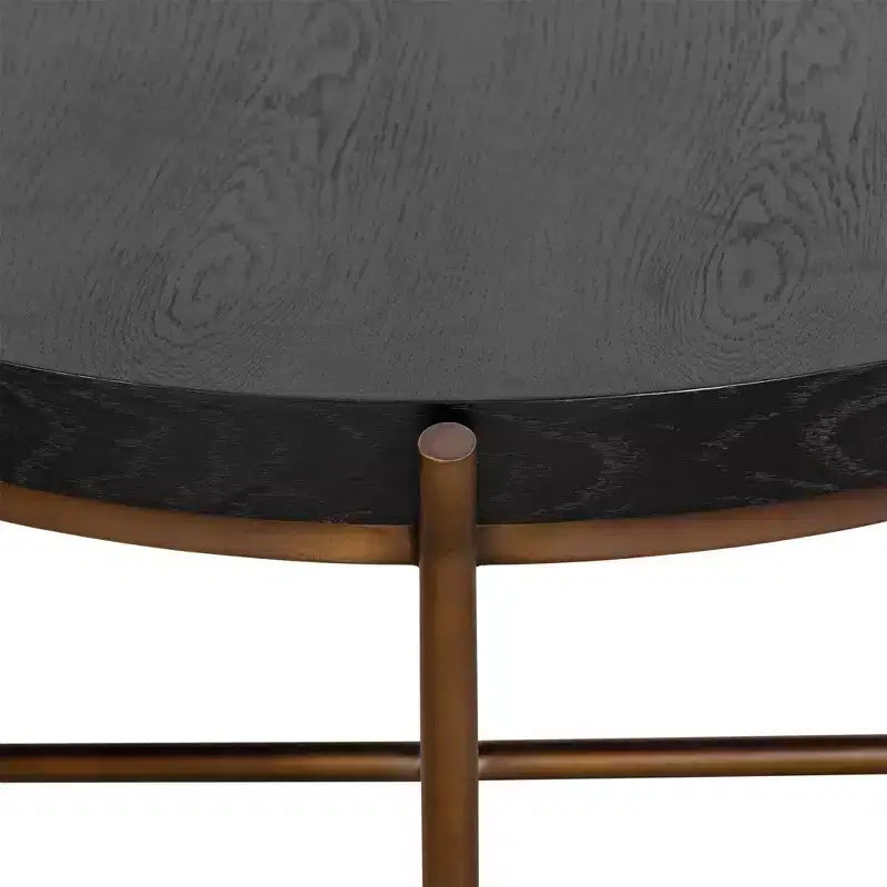 Table Basse Ronde Sylvie Chêne/Métal Noir - Armen Living