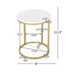 Table d'appoint en C moderne et glamour Ingersol blanche/dorée - Christopher Knight Home : Cadre en fer, plateau en composite de bois, table d'appoint circulaire pour canapé