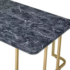 Table basse Trillick en simili-marbre doré/noir - miBasics : style moderne du milieu du siècle, cadre en acier, rectangulaire, capacité de 34 kg
