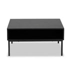 Table basse bicolore en bois chêne brun/noir - Baxton Studio : Design industriel carré, étagère ouverte, tiroir, salon