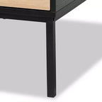 Table basse bicolore en bois chêne brun/noir - Baxton Studio : Design industriel carré, étagère ouverte, tiroir, salon