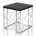 Sbragia Geometric Metal Legs End Table Faux Marble - HOMES: Inside + Out: Chrome-Plated Square Frame