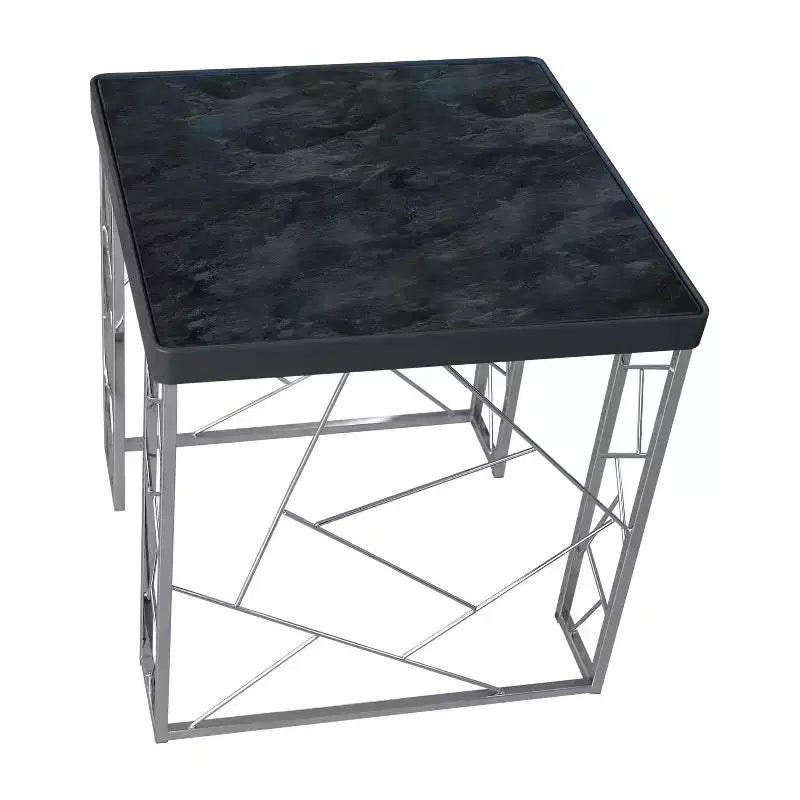 Table d'appoint Sbragia Geometric Metal Legs Faux Marbre - HOMES: Inside + Out: Cadre carré chromé