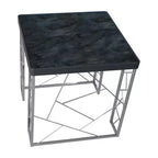 Table d'appoint Sbragia Geometric Metal Legs Faux Marbre - HOMES: Inside + Out: Cadre carré chromé