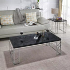 Table d'appoint Sbragia Geometric Metal Legs Faux Marbre - HOMES: Inside + Out: Cadre carré chromé