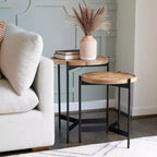 Tables gigognes Powell Tyrion en bois et métal, couleur naturelle