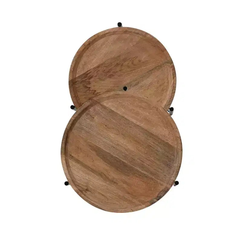 Tables gigognes Powell Tyrion en bois et métal, couleur naturelle
