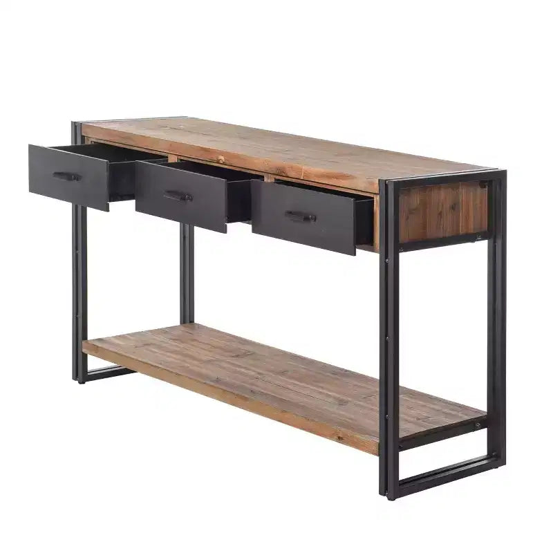 Console Calvin avec structure métallique Naturel/Noir - StyleCraft