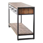 Console Calvin avec structure métallique Naturel/Noir - StyleCraft