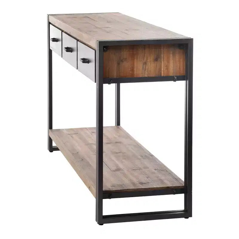Console Calvin avec structure métallique Naturel/Noir - StyleCraft