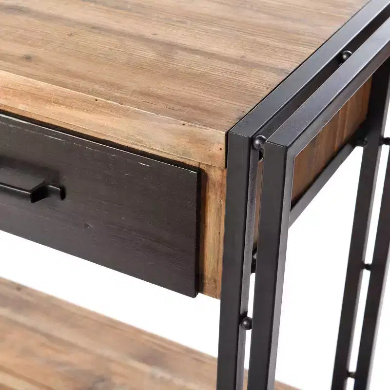 Console Calvin avec structure métallique Naturel/Noir - StyleCraft