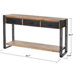 Console Calvin avec structure métallique Naturel/Noir - StyleCraft