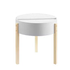 Table d'appoint Bodfish blanc/naturel - Acme Furniture : Mid-Century Modern, Rangement dissimulé, Compact