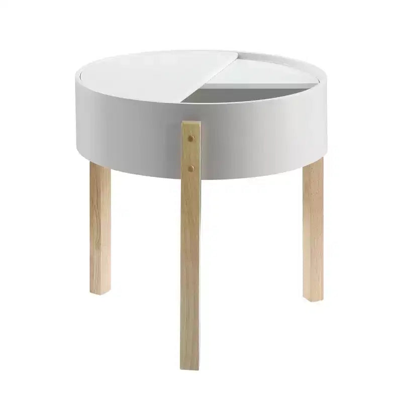 Table d'appoint Bodfish blanc/naturel - Acme Furniture : Mid-Century Modern, Rangement dissimulé, Compact