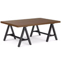Hawkins Metal/Wood Coffee Table Walnut - WyndenHall: Industrial Dark Brown Rectangle with Storage, Black Frame