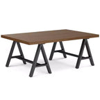 Hawkins Metal/Wood Coffee Table Walnut - WyndenHall: Industrial Dark Brown Rectangle with Storage, Black Frame