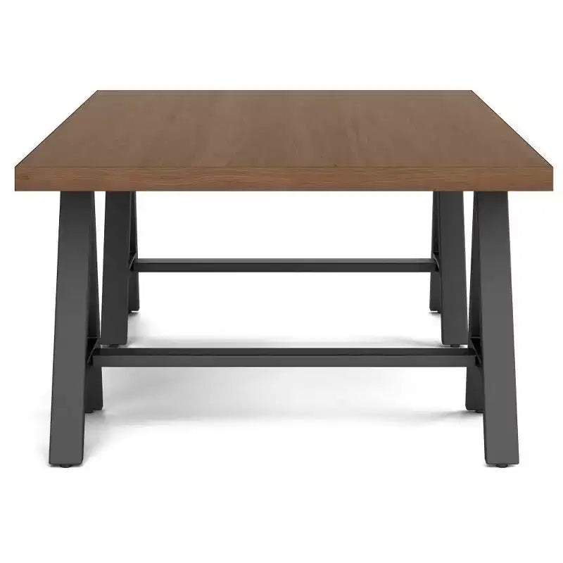 Table basse Hawkins en métal et bois, noyer - WyndenHall : rectangle industriel marron foncé avec rangement, cadre noir