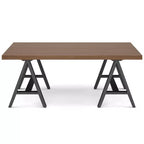 Table basse Hawkins en métal et bois, noyer - WyndenHall : rectangle industriel marron foncé avec rangement, cadre noir