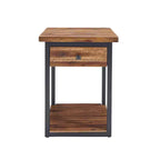 Table basse rustique en bois Claremont et 2 tables d'appoint noires – Alaterre Furniture : ensemble 3 pièces avec étagère et tiroirs