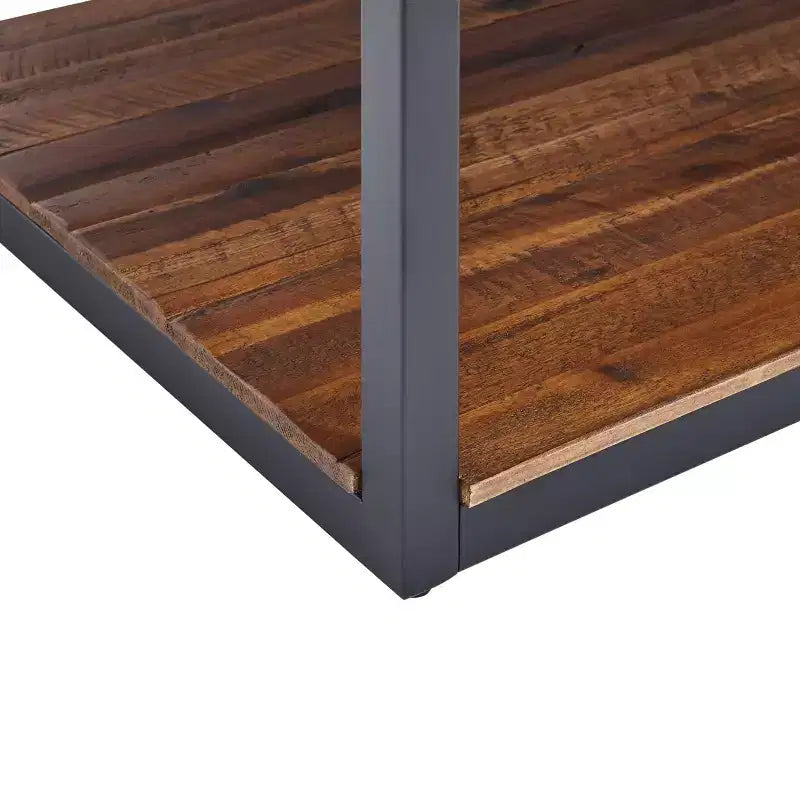 Table basse rustique en bois Claremont et 2 tables d'appoint noires – Alaterre Furniture : ensemble 3 pièces avec étagère et tiroirs