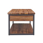 Table basse rustique en bois Claremont et 2 tables d'appoint noires – Alaterre Furniture : ensemble 3 pièces avec étagère et tiroirs