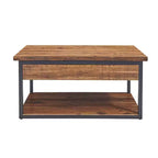 Table basse rustique en bois Claremont et 2 tables d'appoint noires – Alaterre Furniture : ensemble 3 pièces avec étagère et tiroirs