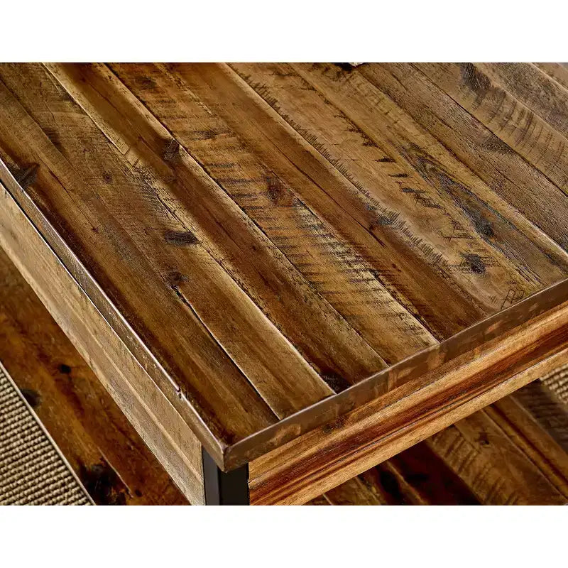 Table basse rustique en bois Claremont et 2 tables d'appoint noires – Alaterre Furniture : ensemble 3 pièces avec étagère et tiroirs