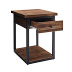 Table basse rustique en bois Claremont et 2 tables d'appoint noires – Alaterre Furniture : ensemble 3 pièces avec étagère et tiroirs