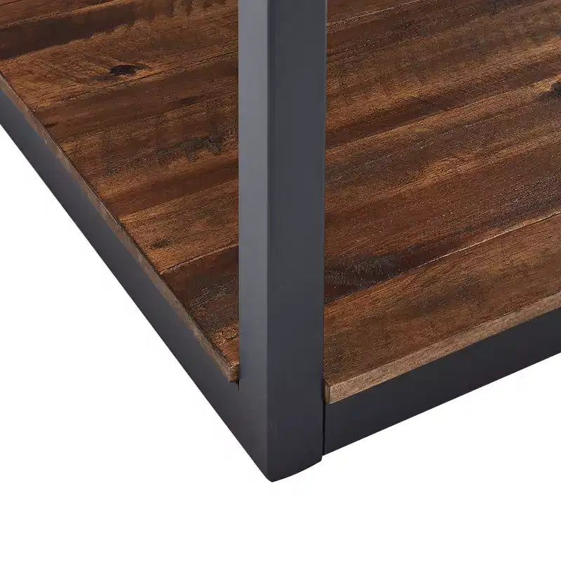 Table basse rustique en bois Claremont et 2 tables d'appoint noires – Alaterre Furniture : ensemble 3 pièces avec étagère et tiroirs