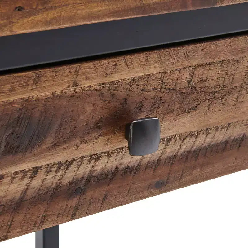 Table basse rustique en bois Claremont et 2 tables d'appoint noires – Alaterre Furniture : ensemble 3 pièces avec étagère et tiroirs