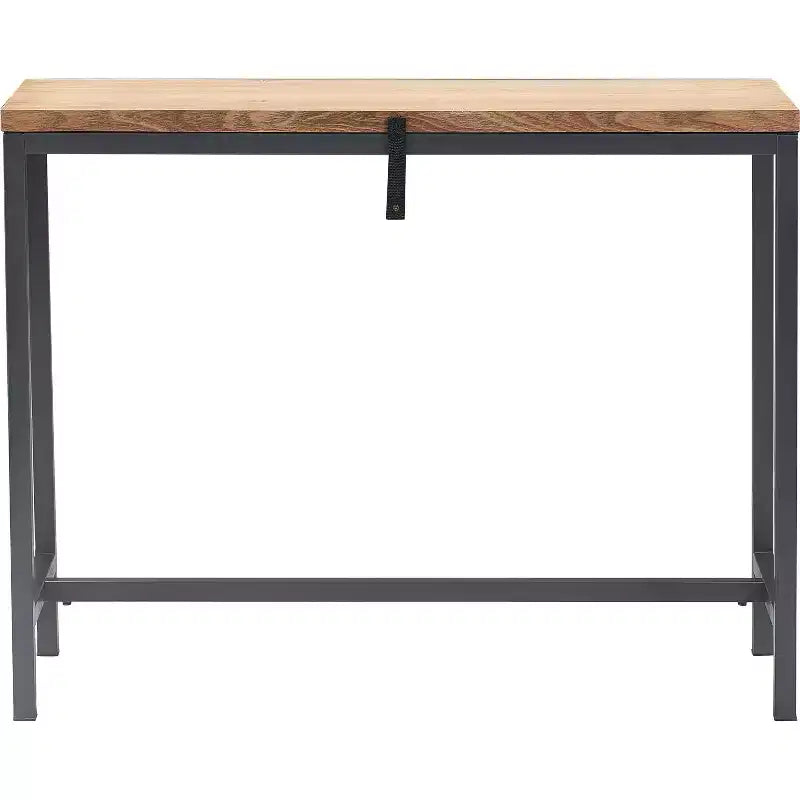Table console Dobson en bois naturel et métal noir Naturel - Finch : Finition chêne, Style industriel, Étagère fixe