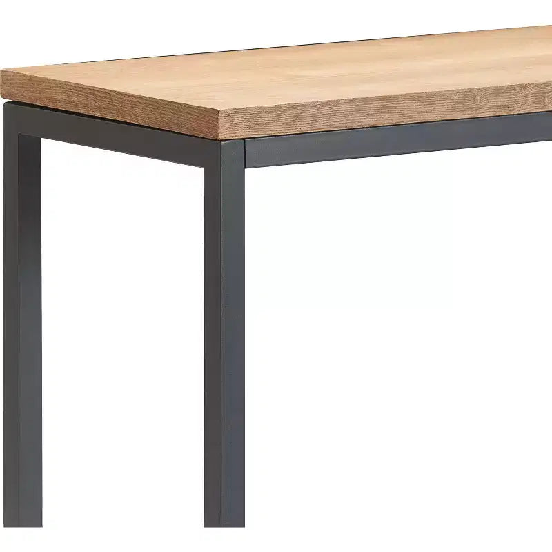 Table console Dobson en bois naturel et métal noir Naturel - Finch : Finition chêne, Style industriel, Étagère fixe