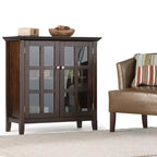 Meuble bas de rangement « Normandy » de 35 po, brun brunette – WyndenHall : Style transitionnel, portes vitrées, étagères réglables