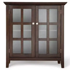 Meuble bas de rangement « Normandy » de 35 po, brun brunette – WyndenHall : Style transitionnel, portes vitrées, étagères réglables