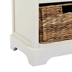 Table d'appoint en bois de ferme et osier blanc - Olivia & May : Meuble de rangement avec 3 tiroirs