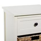 Table d'appoint en bois de ferme et osier blanc - Olivia & May : Meuble de rangement avec 3 tiroirs