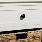 Table d'appoint en bois de ferme et osier blanc - Olivia & May : Meuble de rangement avec 3 tiroirs