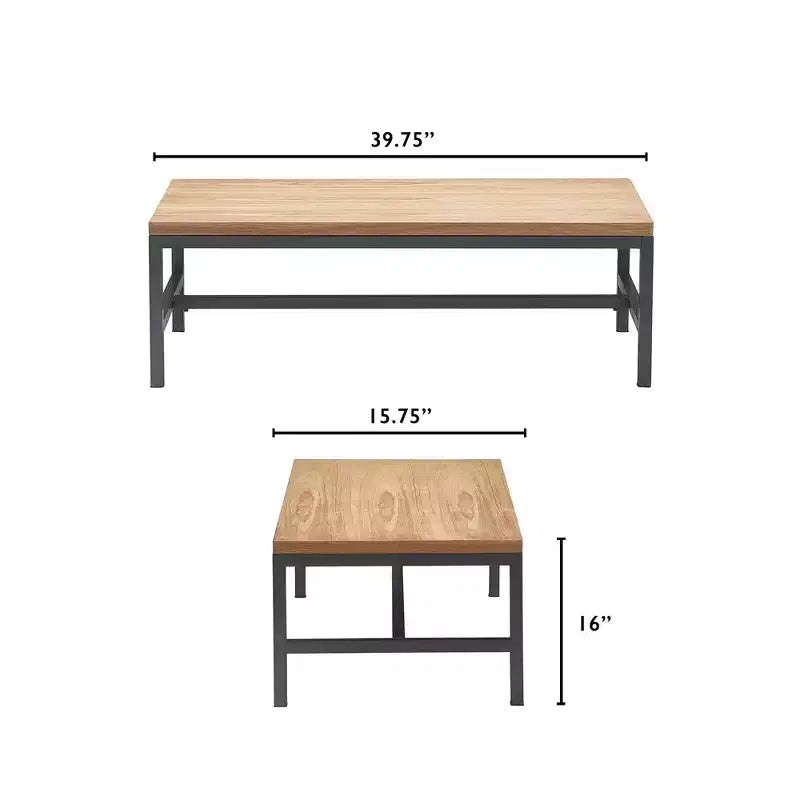 Table basse Dobson en bois naturel et métal noir Naturel - Finch
